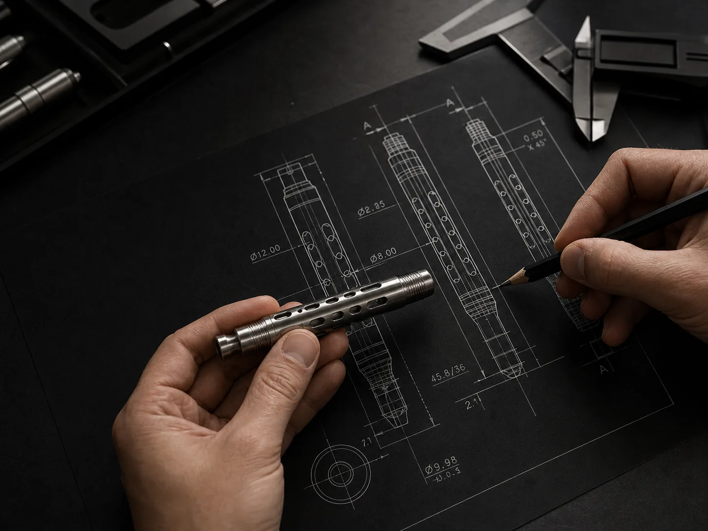Blueprint review for high-end custom pens
